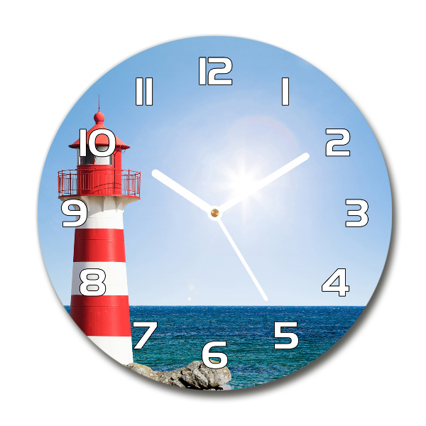 Round glass wall clock Lighthouse