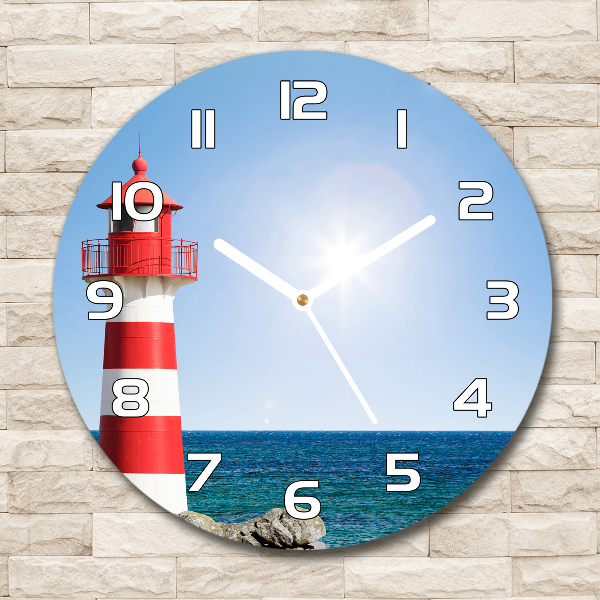 Round glass wall clock Lighthouse