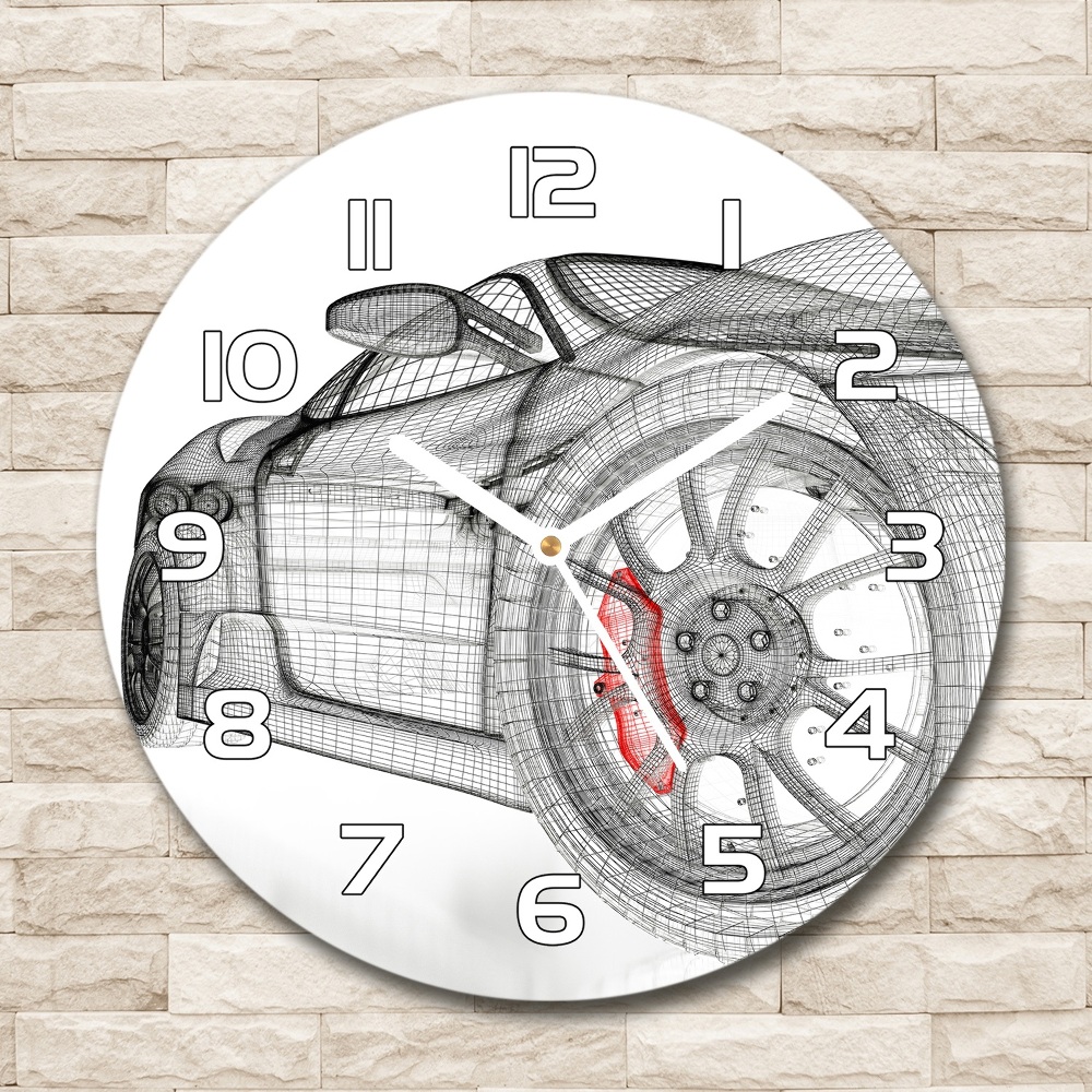 Round glass clock Mesh of the car