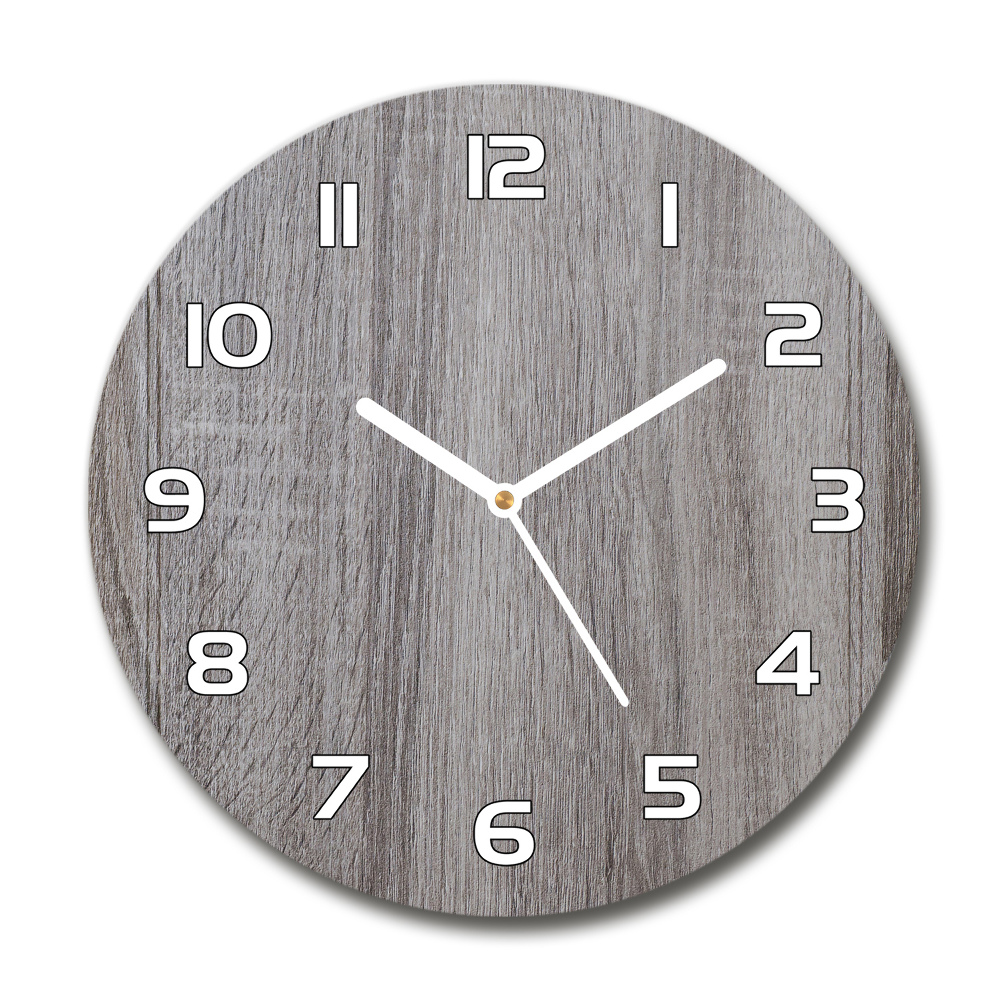 Round glass clock Wood