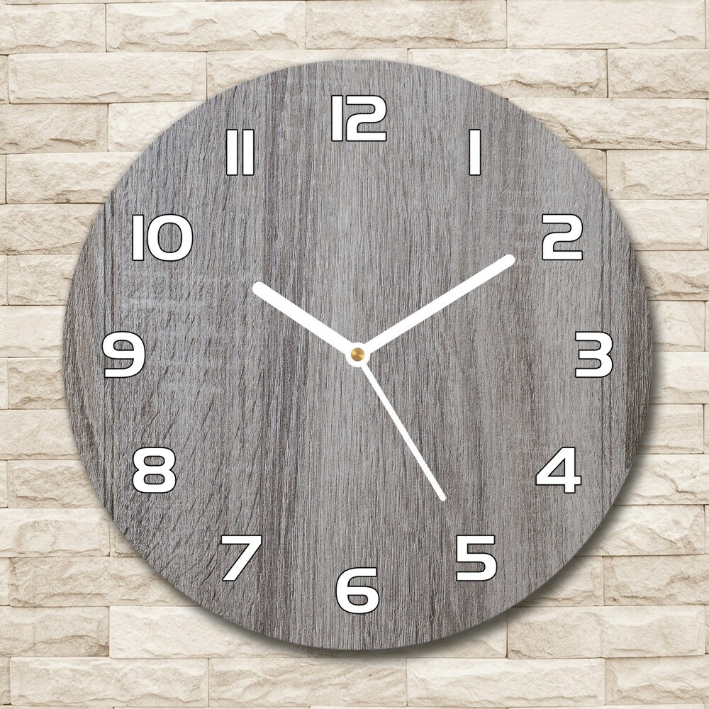 Round glass clock Wood