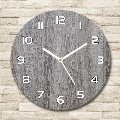 Round glass clock Wood