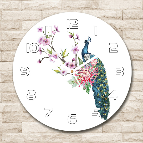 Round wall clock Paw and flowers