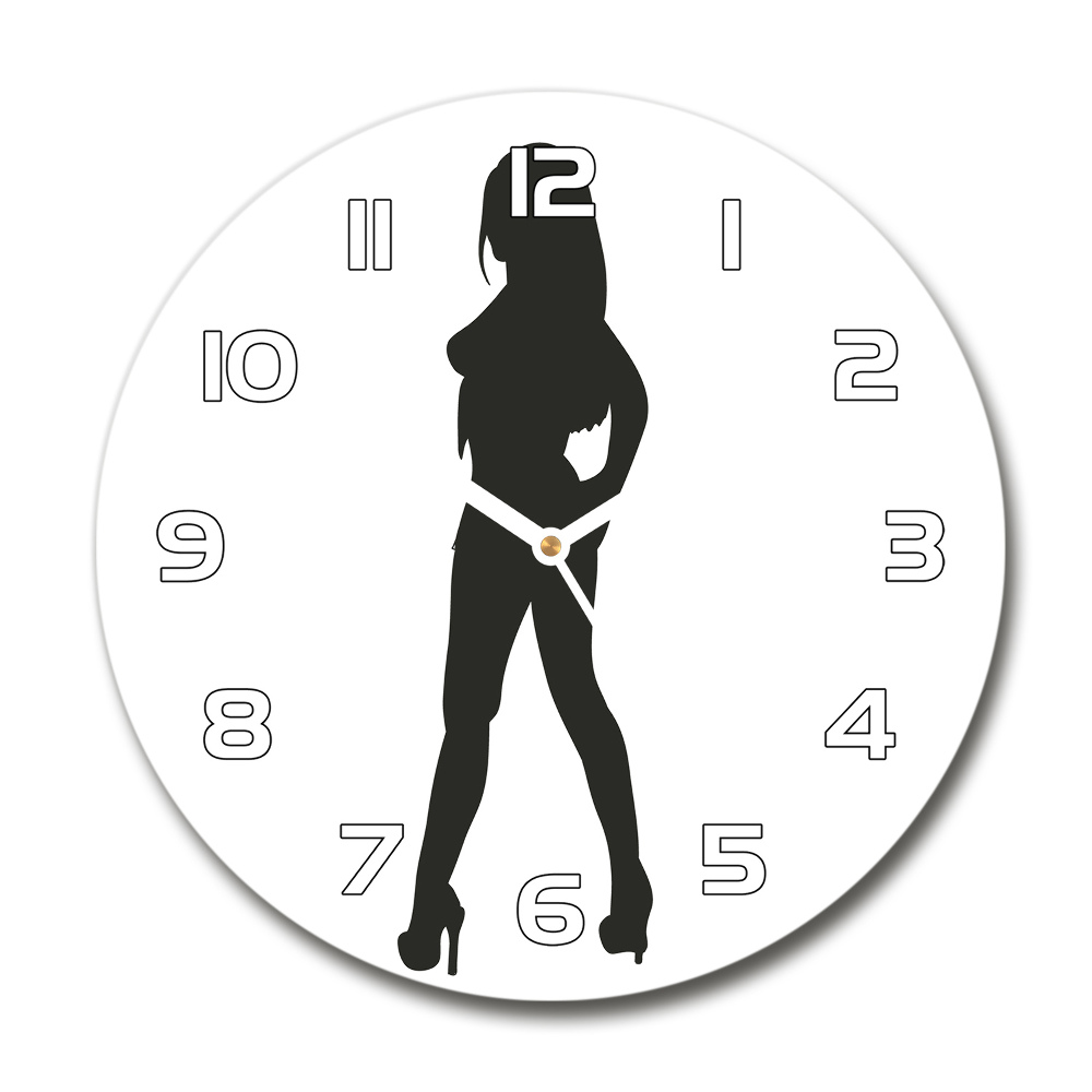 Round glass clock A woman's silhouette