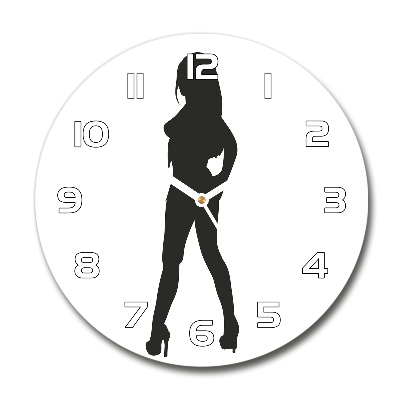 Round glass clock A woman's silhouette