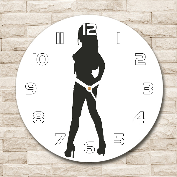 Round glass clock A woman's silhouette