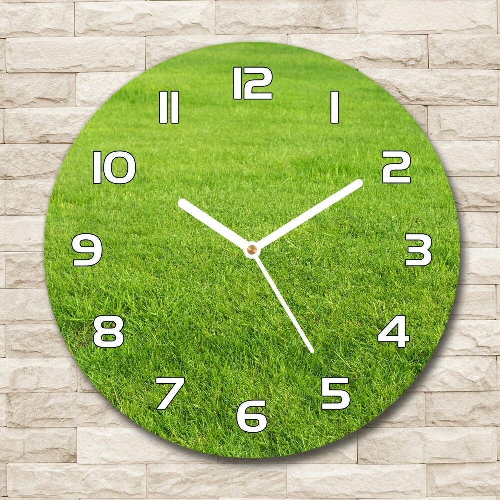 Round wall clock green grass