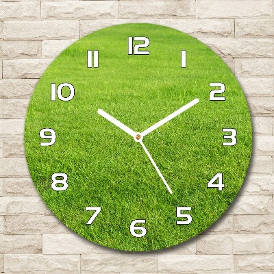 Round wall clock green grass