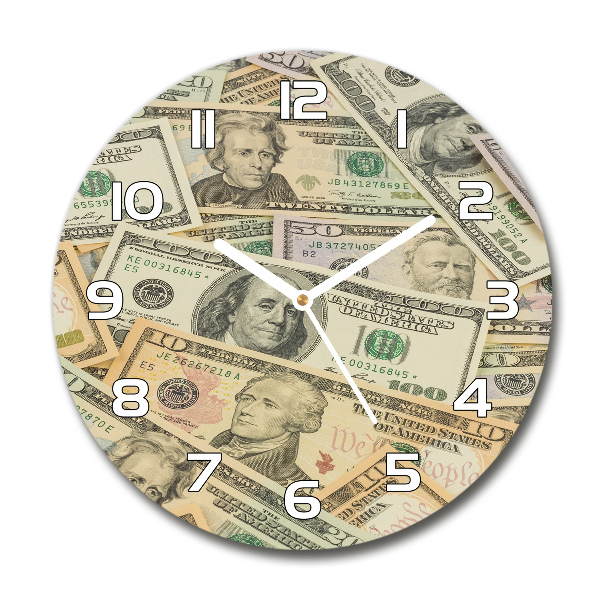 Round wall clock Dollars banknotes