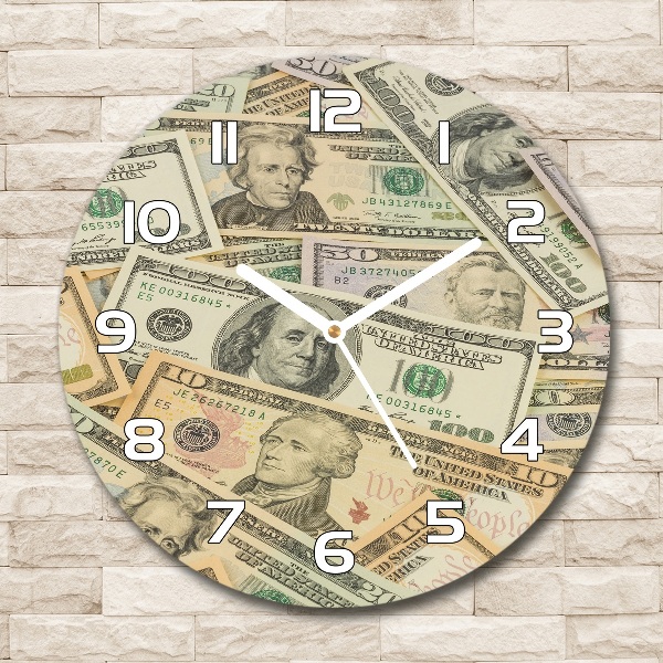 Round wall clock Dollars banknotes