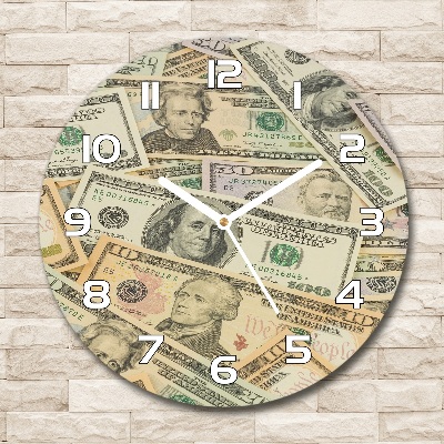 Round wall clock Dollars banknotes