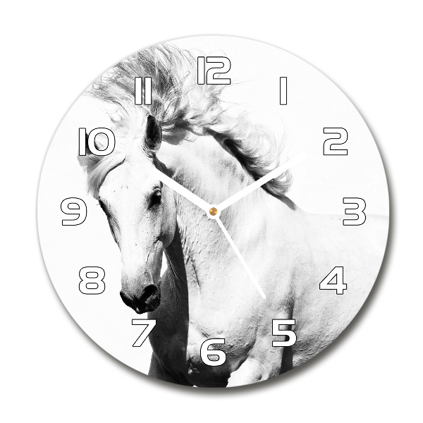 Round wall clock White horse