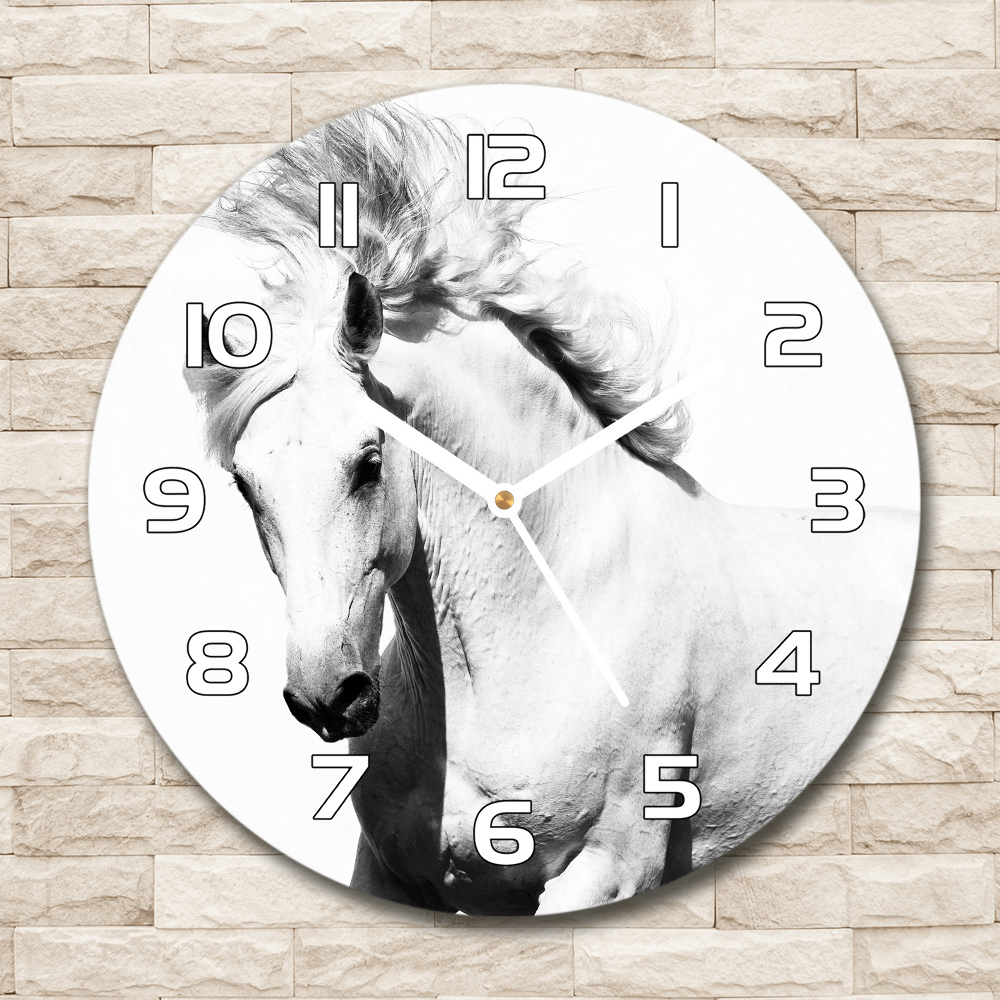 Round wall clock White horse