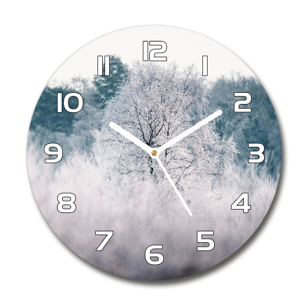 Round wall clock Winter trees