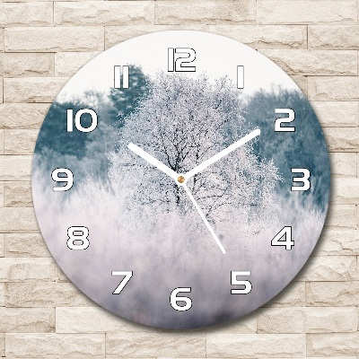 Round wall clock Winter trees