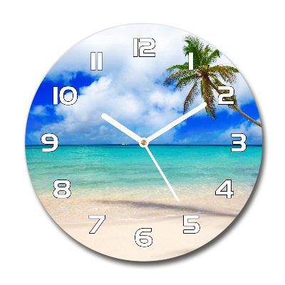 Round wall clock Caribbean beach