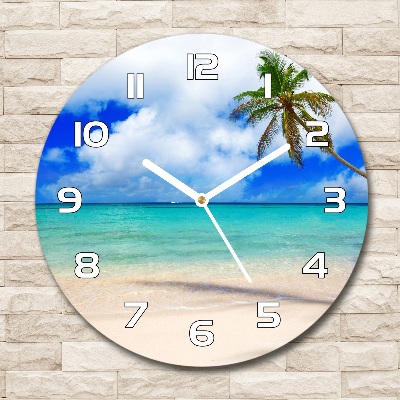 Round wall clock Caribbean beach