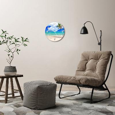 Round wall clock Caribbean beach