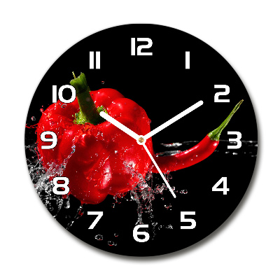 Round glass clock Red peppers