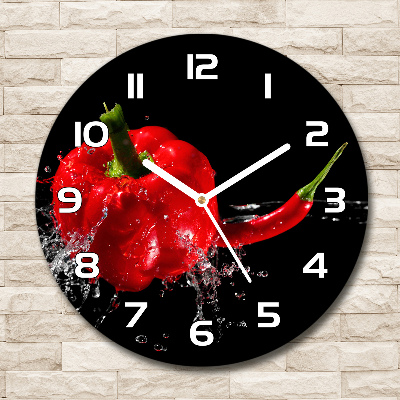 Round glass clock Red peppers