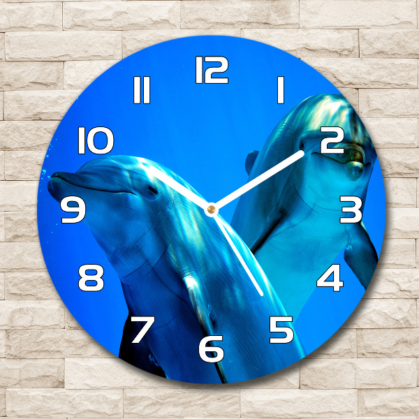 Round wall clock Two dolphins