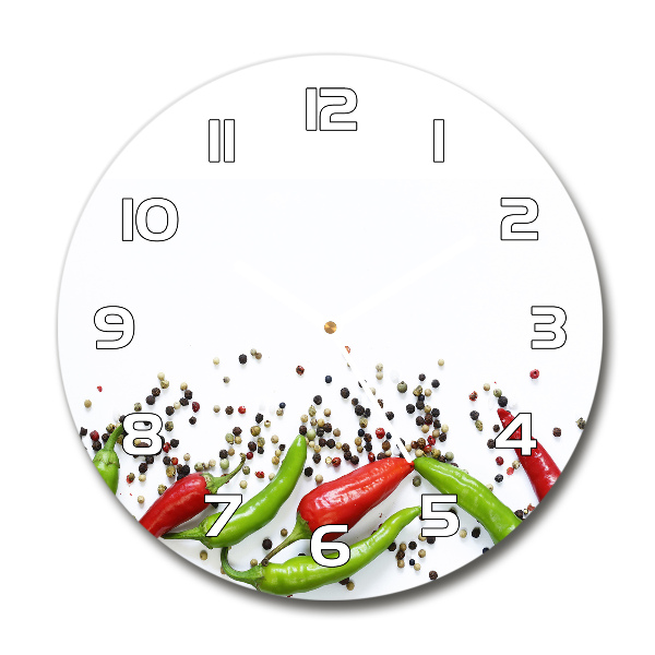 Round glass clock Chilli peppers