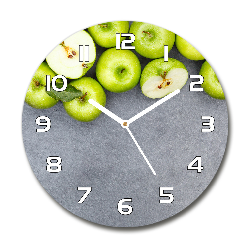 Round glass clock Green apples