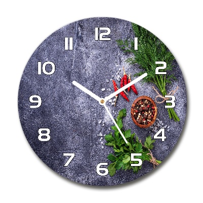 Round wall clock Herbs and spices