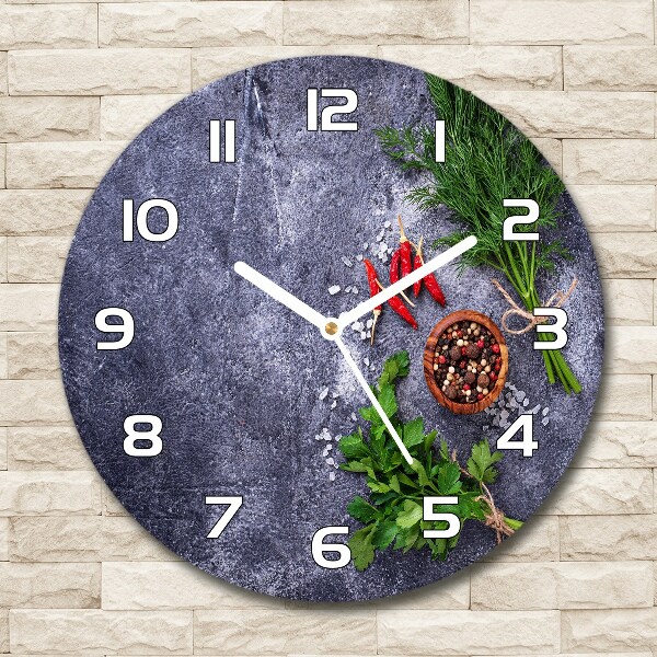 Round wall clock Herbs and spices