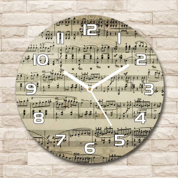 Round wall clock Notes on the staff