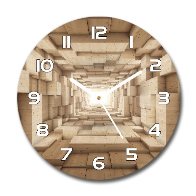 Round wall clock Wooden tunnel