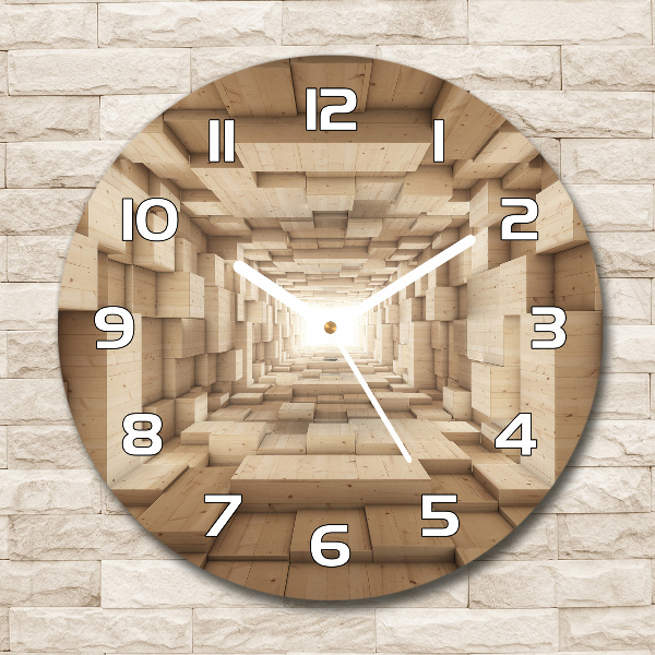 Round wall clock Wooden tunnel