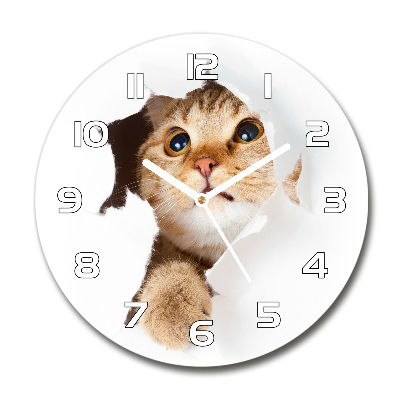 Round wall clock Cat in a hole