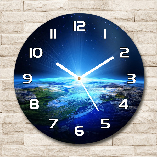 Round wall clock Planet Earth