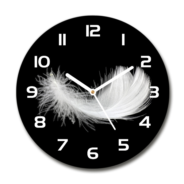 Round glass clock Feather