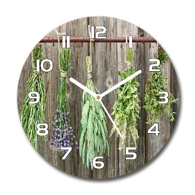 Round wall clock Herbs on a string