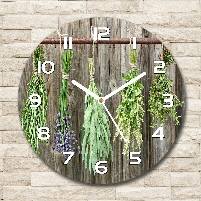 Round wall clock Herbs on a string