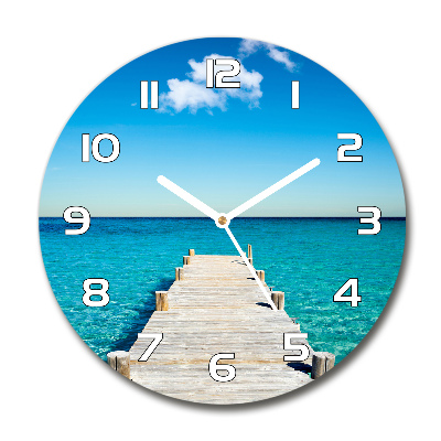 Round wall clock Wooden pier