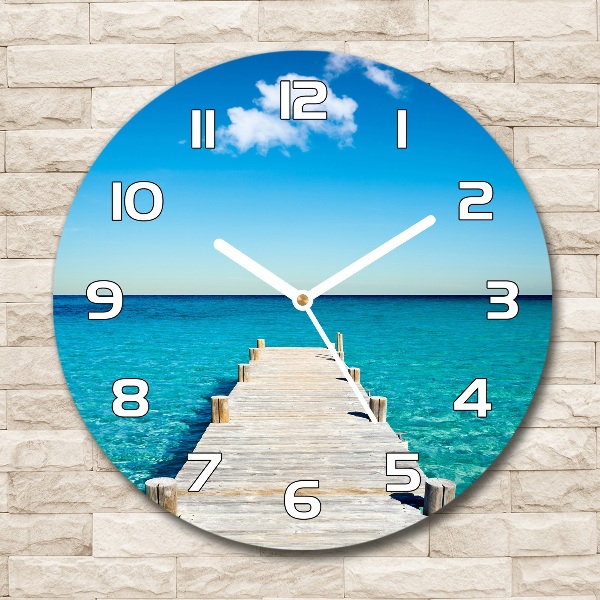 Round wall clock Wooden pier