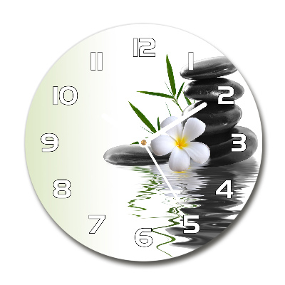 Round wall clock Orchid and stones