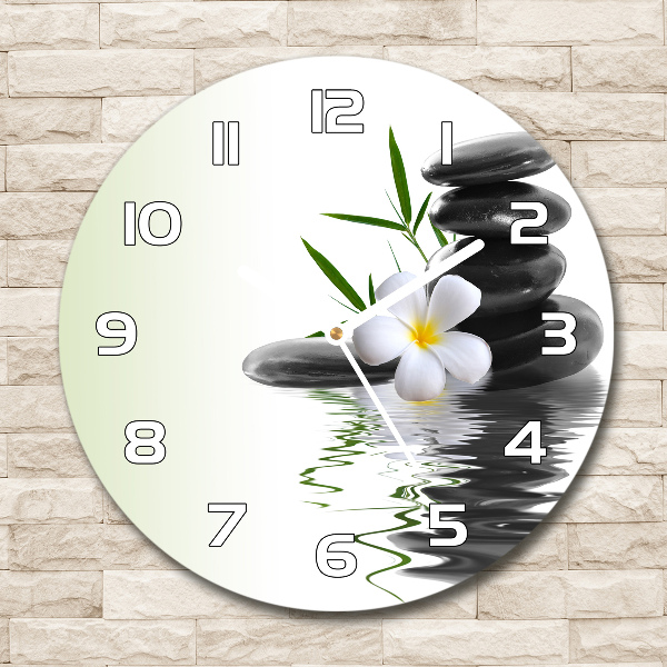 Round wall clock Orchid and stones