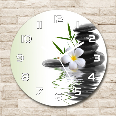 Round wall clock Orchid and stones