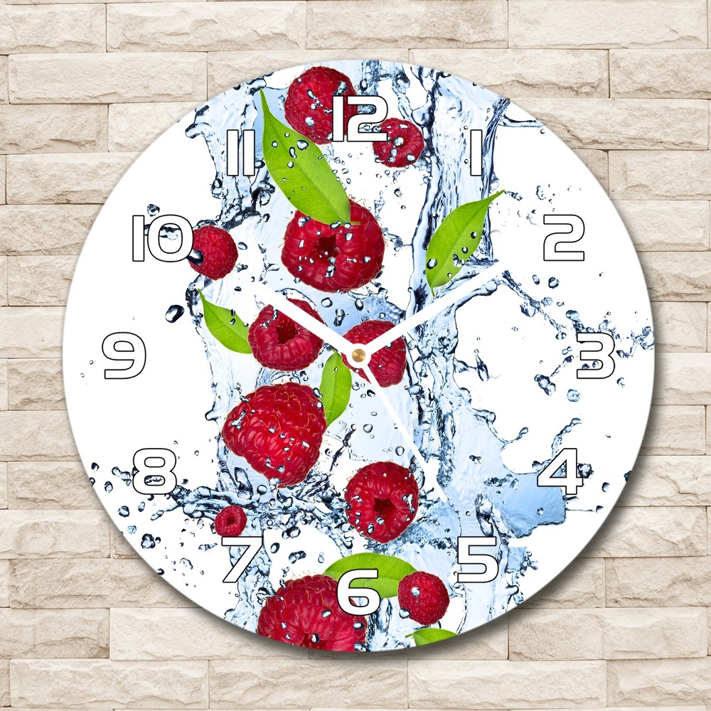 Round wall clock Raspberries and water