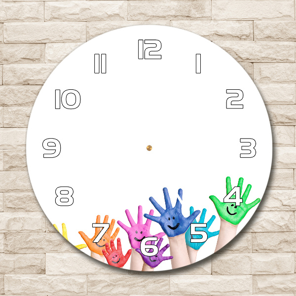 Round wall clock Painted hands