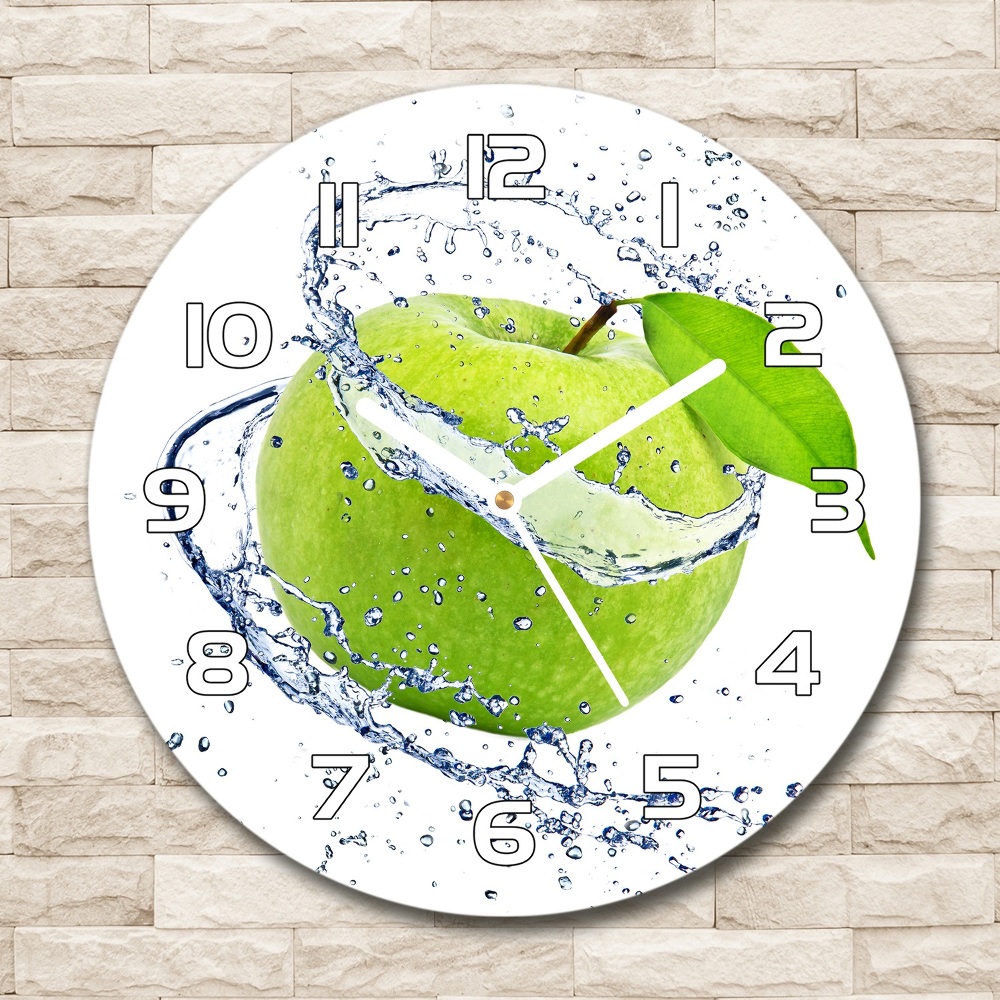 Round wall clock Green apple