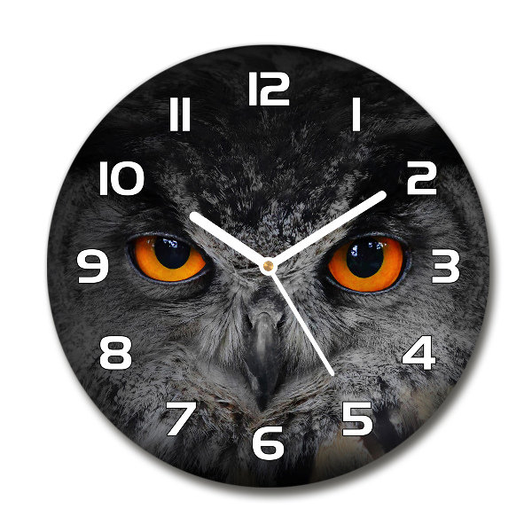 Round wall clock Owl devilish eyes