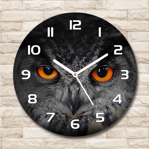 Round wall clock Owl devilish eyes