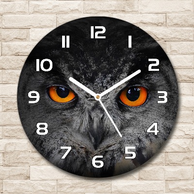 Round wall clock Owl devilish eyes