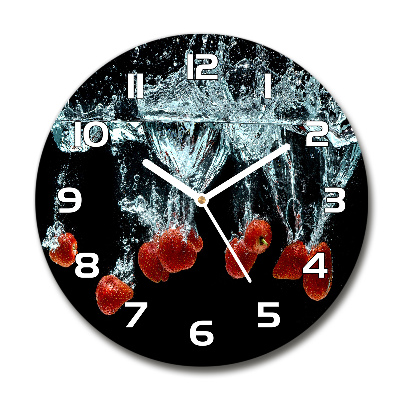 Round wall clock Strawberries under water