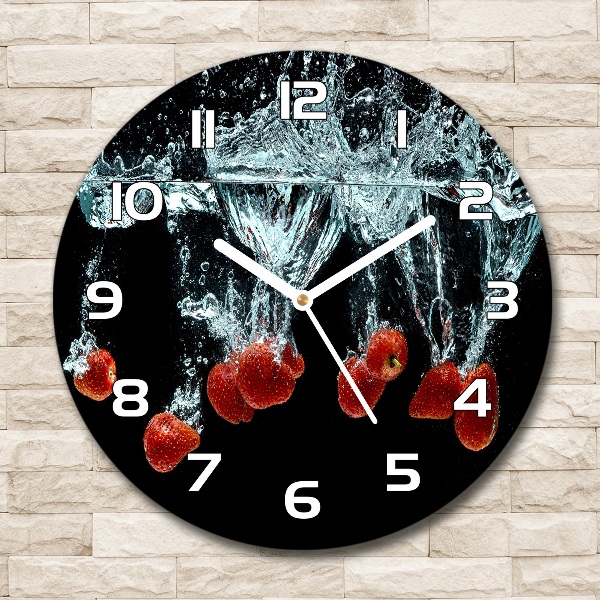 Round wall clock Strawberries under water